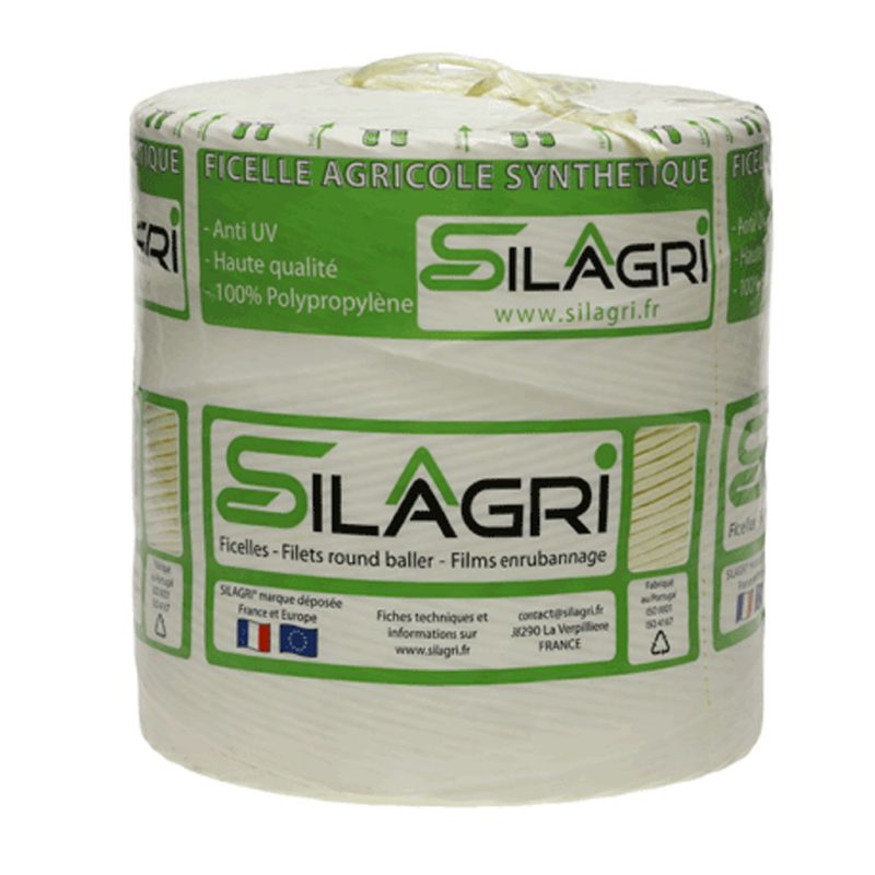 La ficelle en bobine en polypropylène Silagri pour grandes balles carrées existe en Jaune titrage 130